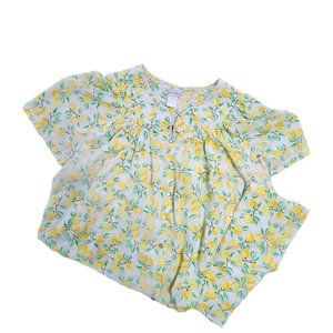 Vintage Women's Nightgown Lemons pleats on shoulder size S / M